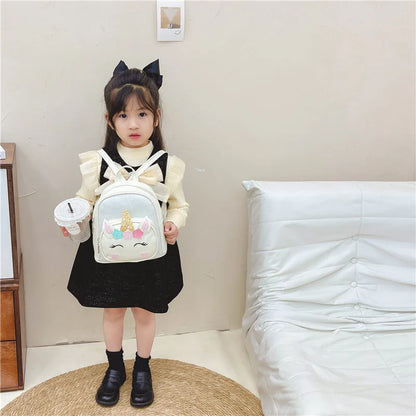 Children's Schoolbag Bright Star Unicorn Toddler Cartoon Backpack Cute Boys and Girls Travel Casual PU Waterproof Backpack