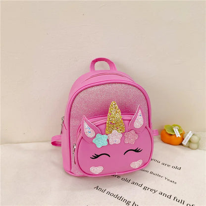 Children's Schoolbag Bright Star Unicorn Toddler Cartoon Backpack Cute Boys and Girls Travel Casual PU Waterproof Backpack