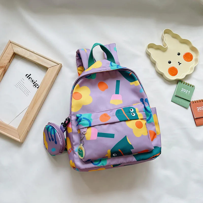 Children's Schoolbag Flower Graffiti Female Backpack Casual Sports Campus Small Fresh Student Breathable Waterproof Backpack