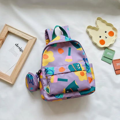 Children's Schoolbag Flower Graffiti Female Backpack Casual Sports Campus Small Fresh Student Breathable Waterproof Backpack