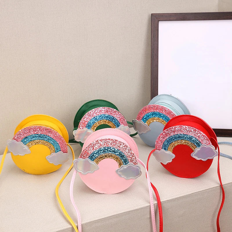 Children's bag female 2022 new primary school cartoon cute rainbow coin purse female mini messenger bag coin purse clutch bag
