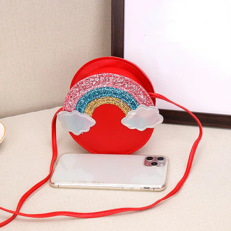 Children's bag female 2022 new primary school cartoon cute rainbow coin purse female mini messenger bag coin purse clutch bag