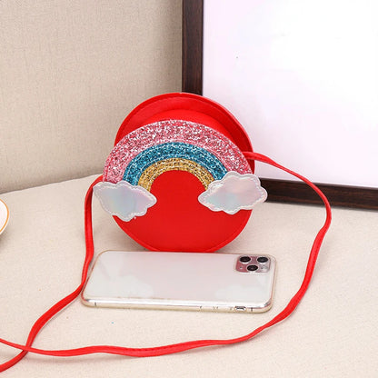 Children's bag female 2022 new primary school cartoon cute rainbow coin purse female mini messenger bag coin purse clutch bag