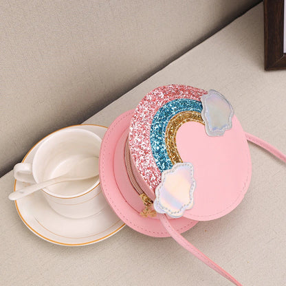 Children's bag female 2022 new primary school cartoon cute rainbow coin purse female mini messenger bag coin purse clutch bag