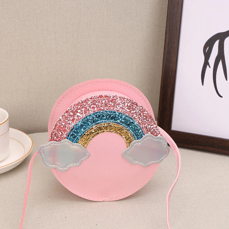 Children's bag female 2022 new primary school cartoon cute rainbow coin purse female mini messenger bag coin purse clutch bag