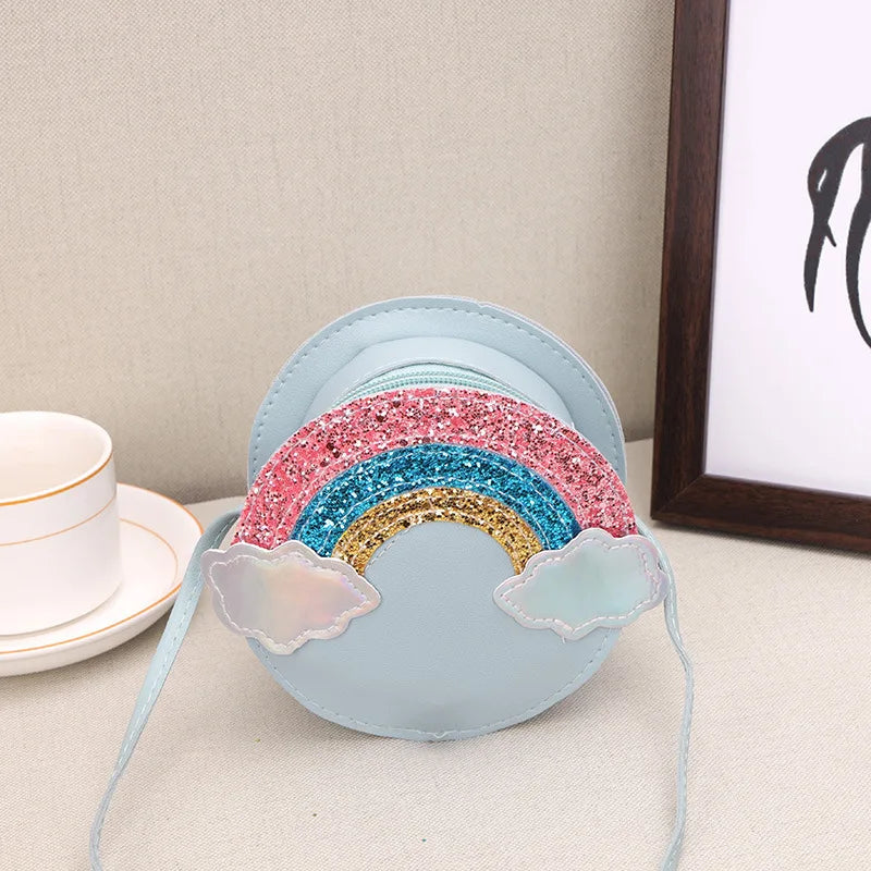 Children's bag female 2022 new primary school cartoon cute rainbow coin purse female mini messenger bag coin purse clutch bag