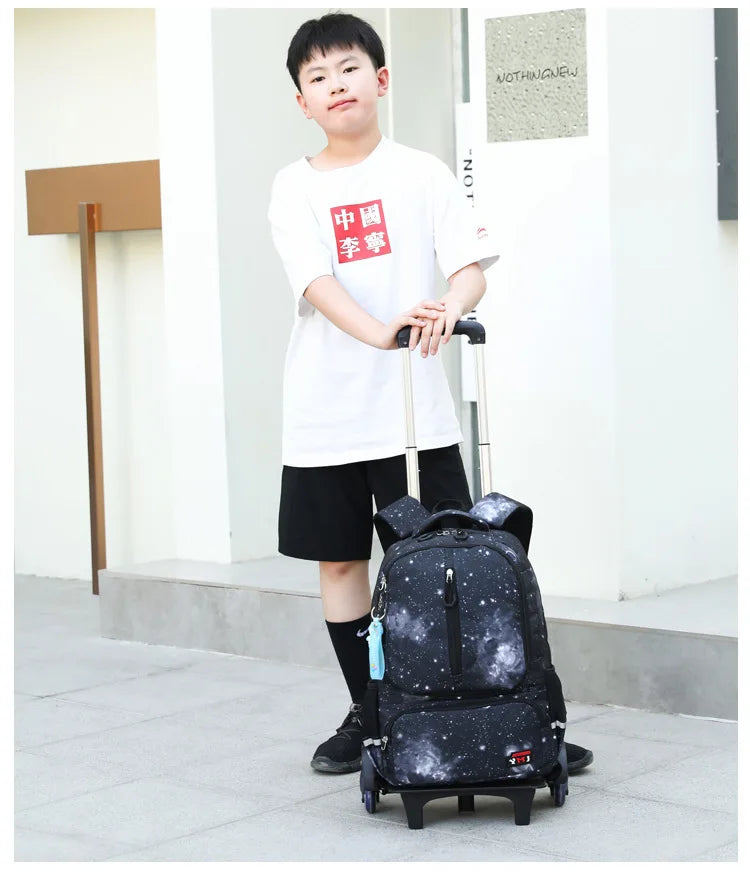 Children's trolley bag 2/6 wheel school bags Primary camouflage school backpack Tourist trolley case kids schoolbag