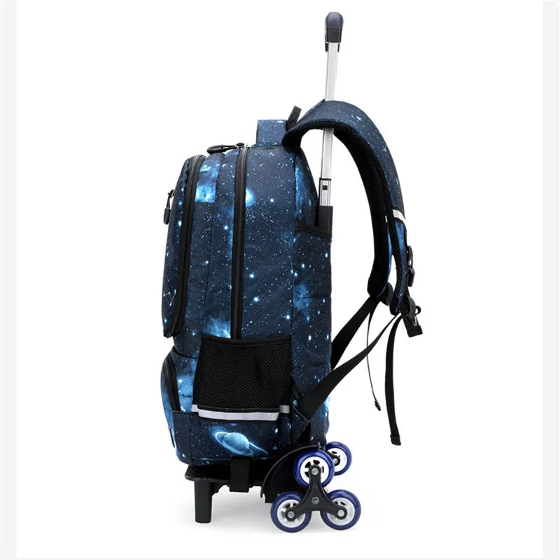 Children's trolley bag 2/6 wheel school bags Primary camouflage school backpack Tourist trolley case kids schoolbag