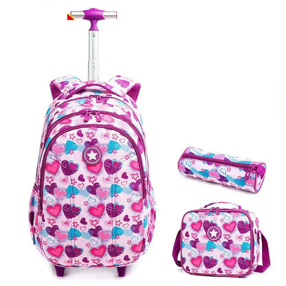 Children school Rolling Backpack Bag School Wheeled Backpack for girls SchooTrolley Bag Wheels Kids Travel luggage Trolley Bags