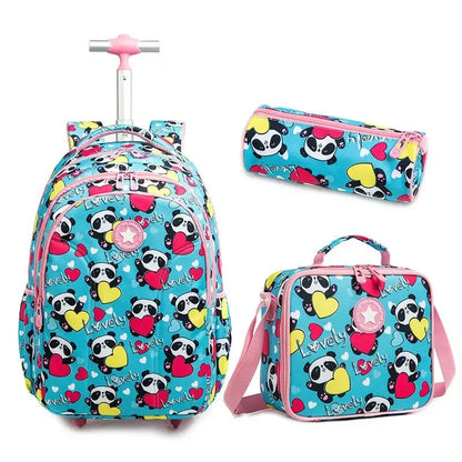 Children school Rolling Backpack Bag School Wheeled Backpack for girls SchooTrolley Bag Wheels Kids Travel luggage Trolley Bags