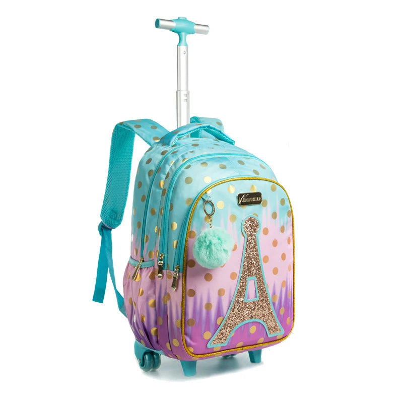 Children school Rolling Backpack Bag School Wheeled Backpack for girls SchooTrolley Bag Wheels Kids Travel luggage Trolley Bags