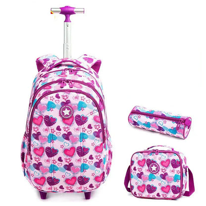 Children school Rolling Backpack Bag School Wheeled Backpack for girls SchooTrolley Bag Wheels Kids Travel luggage Trolley Bags