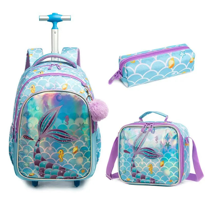 Children school Rolling Backpack Bag School Wheeled Backpack for girls SchooTrolley Bag Wheels Kids Travel luggage Trolley Bags