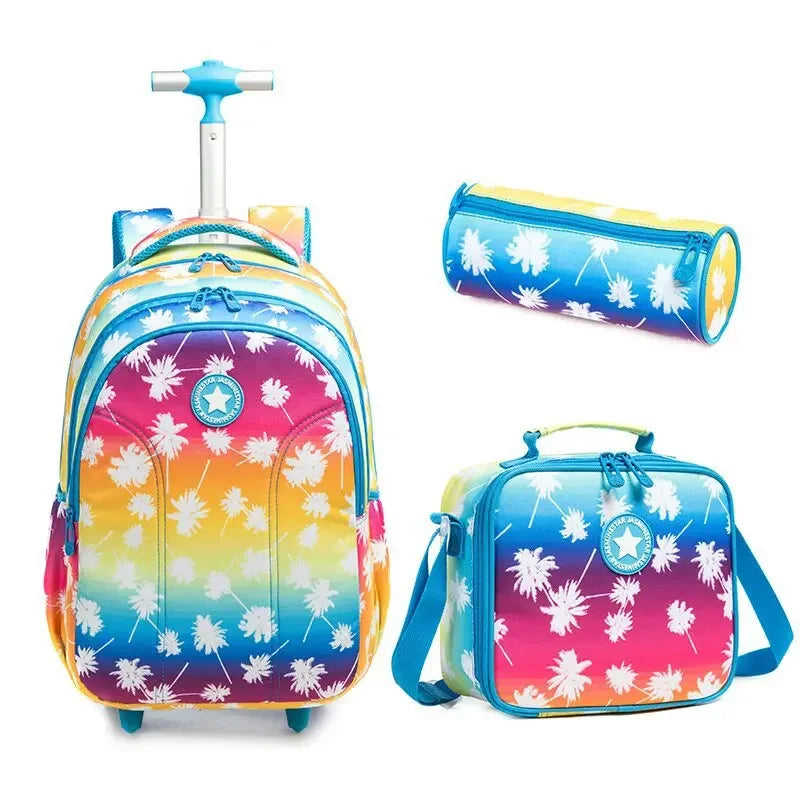 Children school Rolling Backpack Bag School Wheeled Backpack for girls SchooTrolley Bag Wheels Kids Travel luggage Trolley Bags