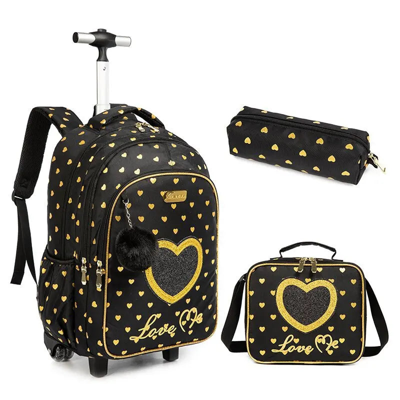 Children school Rolling Backpack Bag School Wheeled Backpack for girls SchooTrolley Bag Wheels Kids Travel luggage Trolley Bags