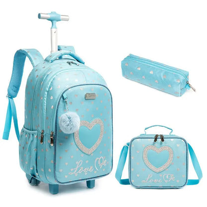 Children school Rolling Backpack Bag School Wheeled Backpack for girls SchooTrolley Bag Wheels Kids Travel luggage Trolley Bags