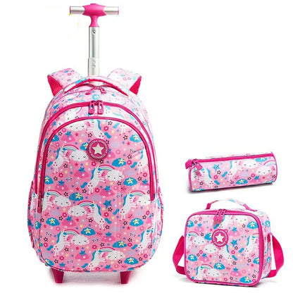 Children school Rolling Backpack Bag School Wheeled Backpack for girls SchooTrolley Bag Wheels Kids Travel luggage Trolley Bags