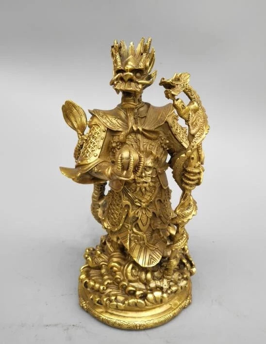 China's Seiko carving pure brass east sea dragon king statue
