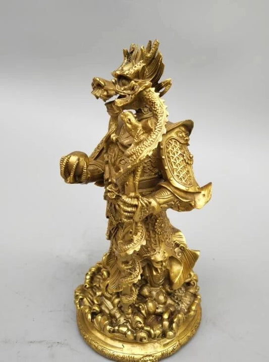 China's Seiko carving pure brass east sea dragon king statue