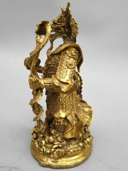China's Seiko carving pure brass east sea dragon king statue