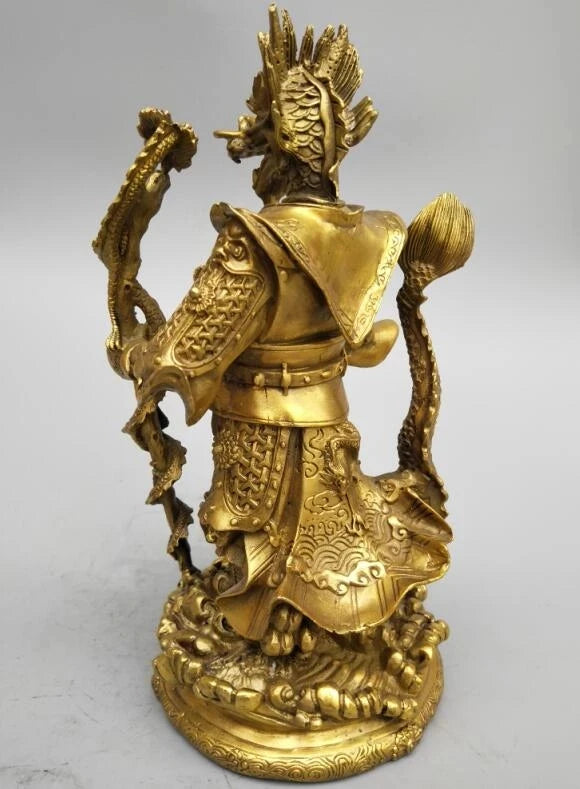 China's Seiko carving pure brass east sea dragon king statue