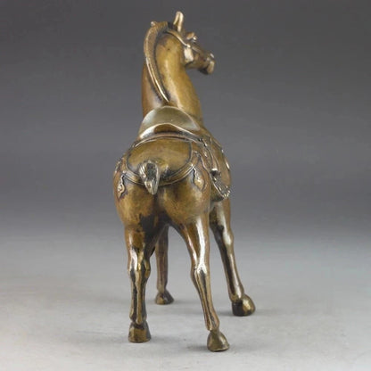 China's rare copper old manual hammer the statue of horse Toward a sign of success metal handicraft