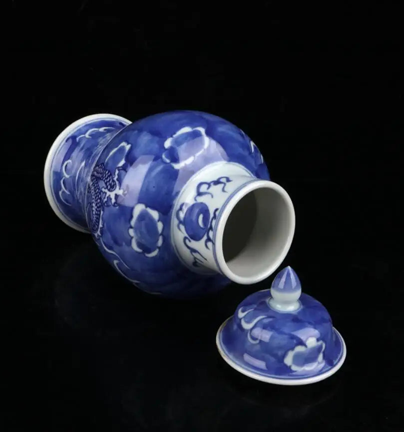 China Blue and white ceramic Dragon pattern crafts statue