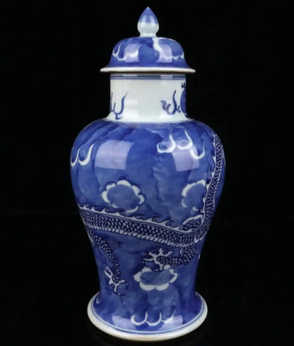 China Blue and white ceramic Dragon pattern crafts statue