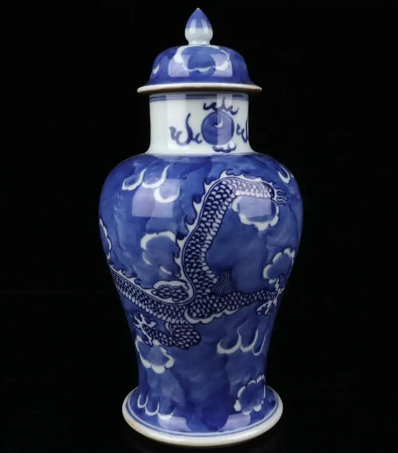 China Blue and white ceramic Dragon pattern crafts statue