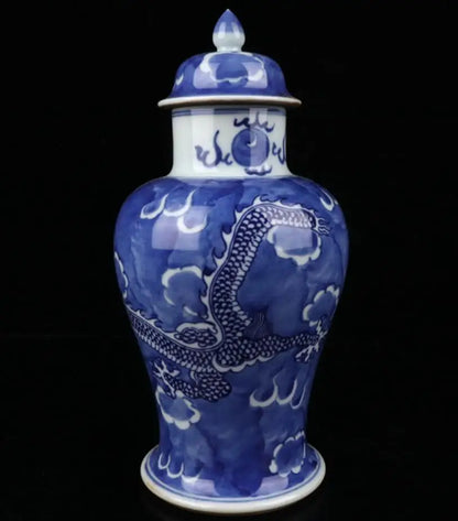 China Blue and white ceramic Dragon pattern crafts statue