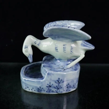 China Blue and white ceramic Goose pen wash crafts statue