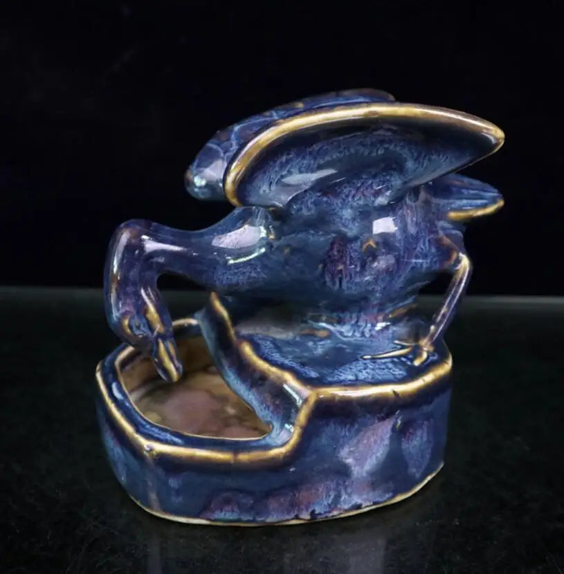 China Blue and white ceramic Goose pen wash crafts statue