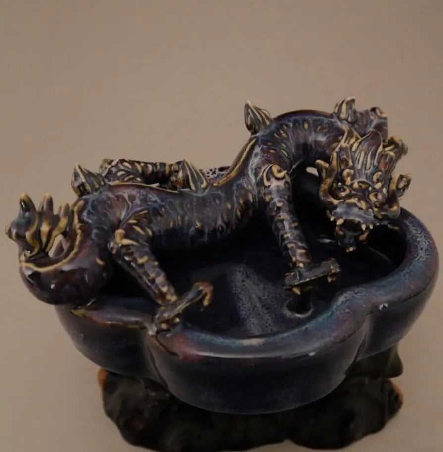 China Blue and white ceramic dragon Pen wash crafts statue