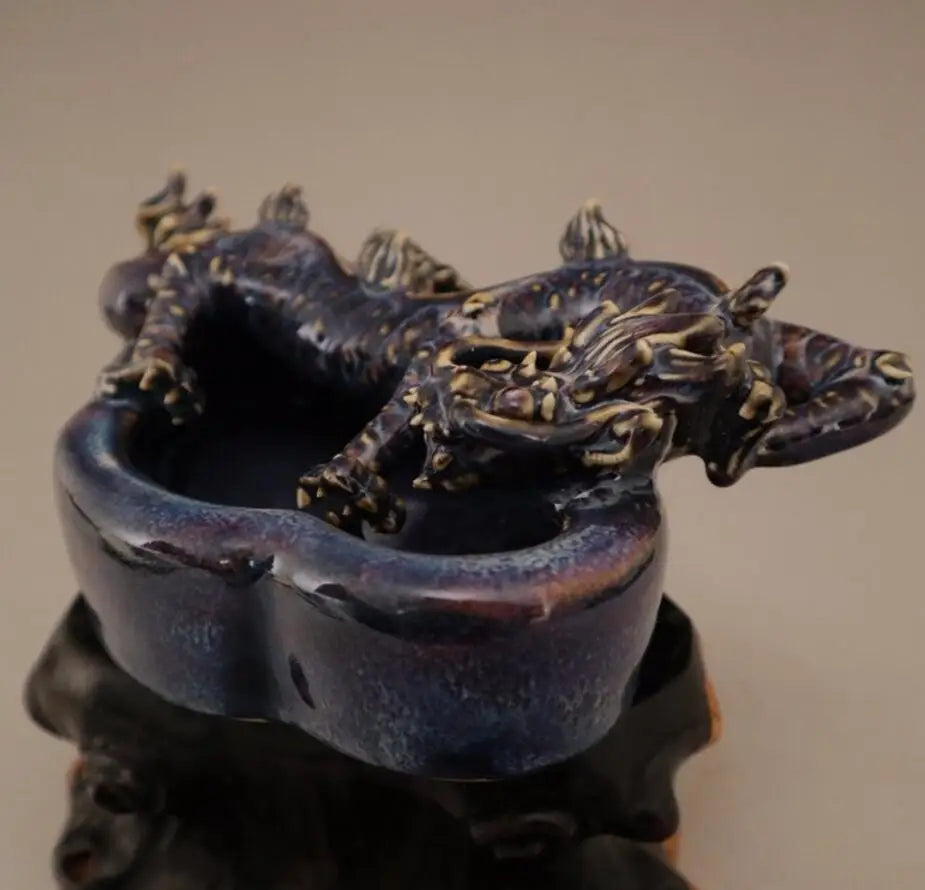 China Blue and white ceramic dragon Pen wash crafts statue