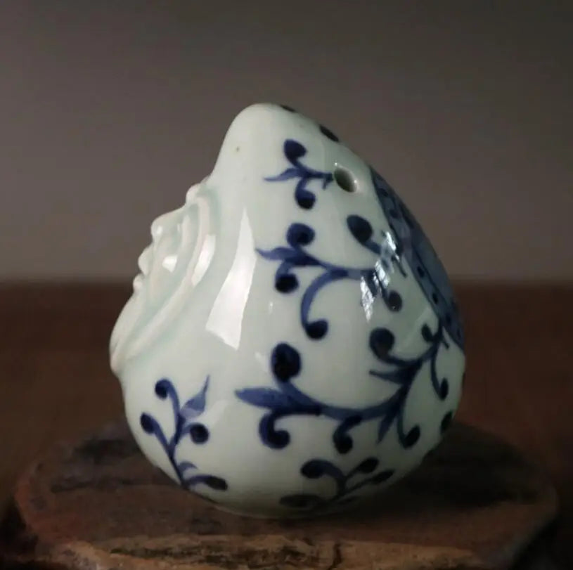 China Blue and white ceramic longevity Buddha small crafts statue