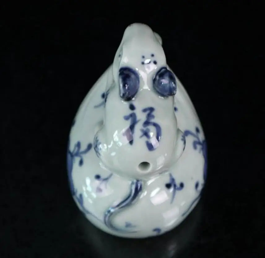 China Blue and white ceramic mouse teapot small crafts statue