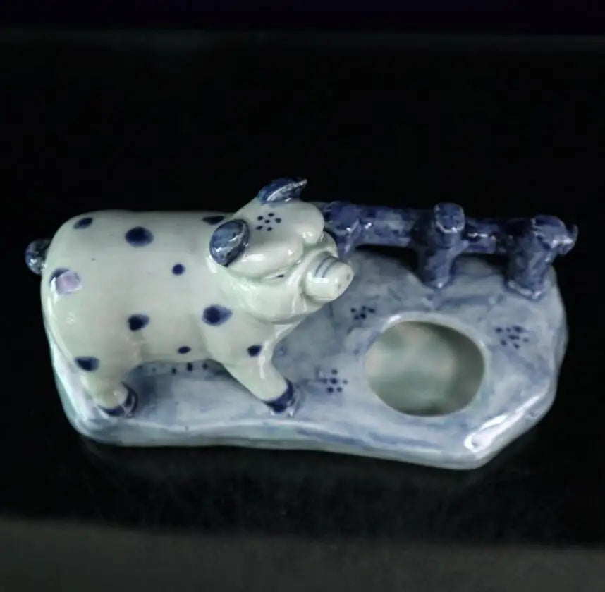 China Blue and white ceramic pig Pen wash crafts statue