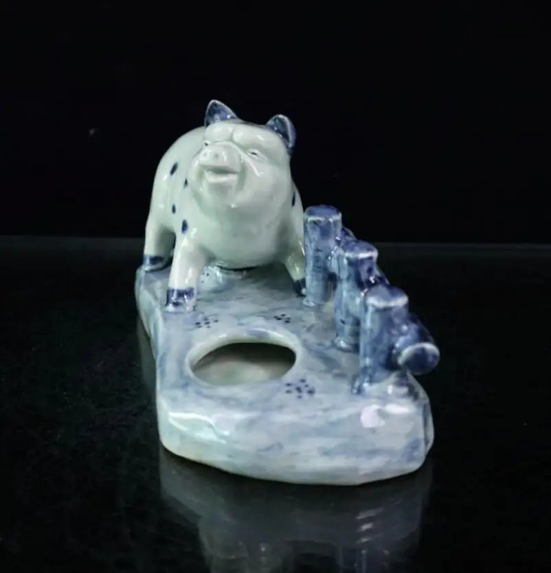 China Blue and white ceramic pig Pen wash crafts statue