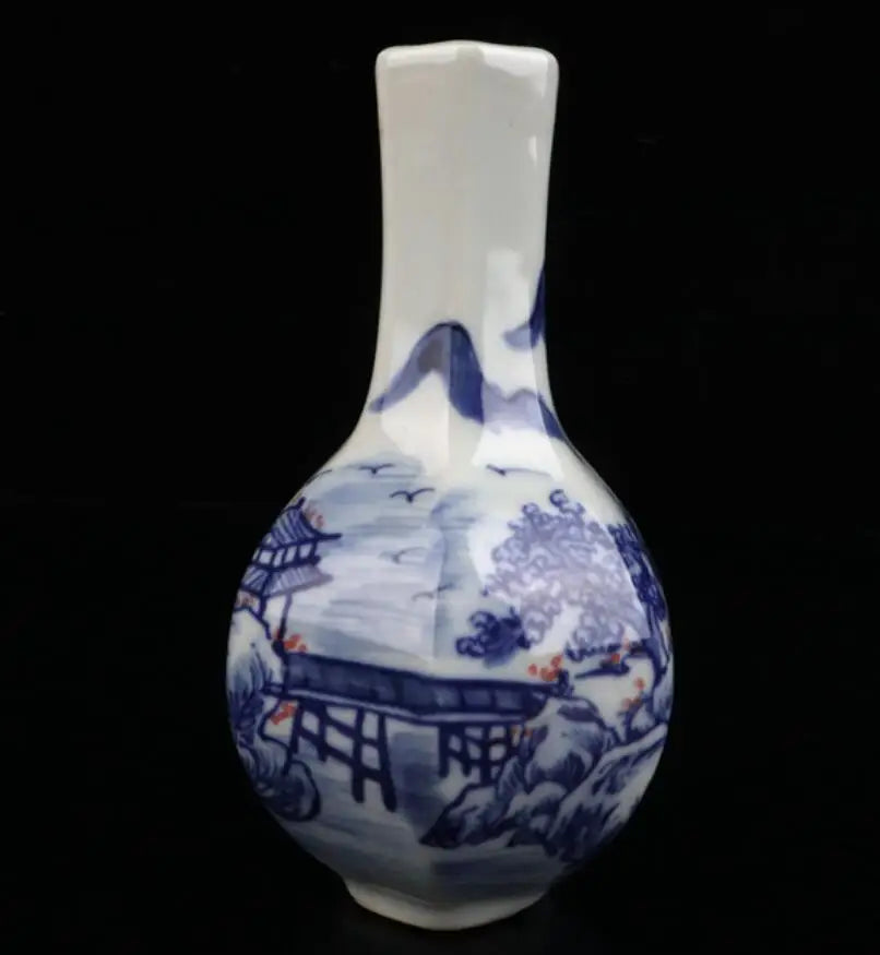 China Blue and white ceramic six parties vase crafts statue