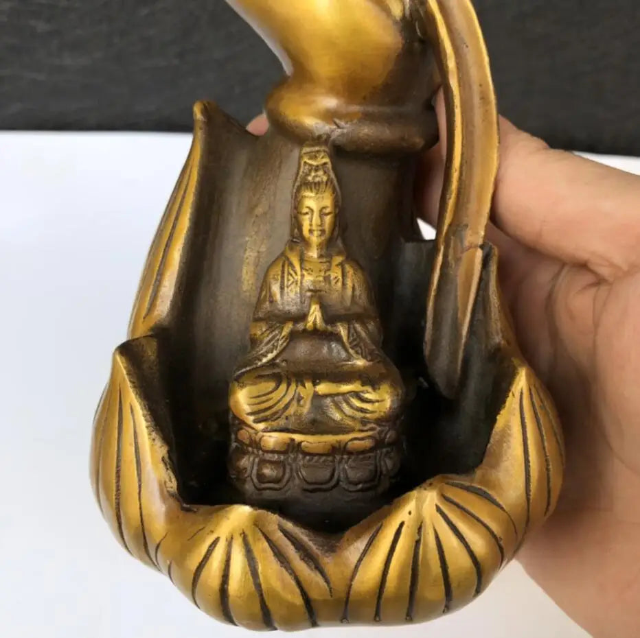 China Brass Buddha hand Backflow Incense Burner crafts statue