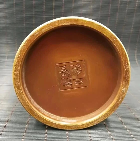 China Brass carving dragon and phoenix Pencil Vase