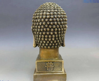 China Brass copper Buddhism Buddha illuminates Buddha head Sculpture Statue