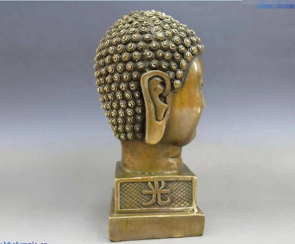 China Brass copper Buddhism Buddha illuminates Buddha head Sculpture Statue