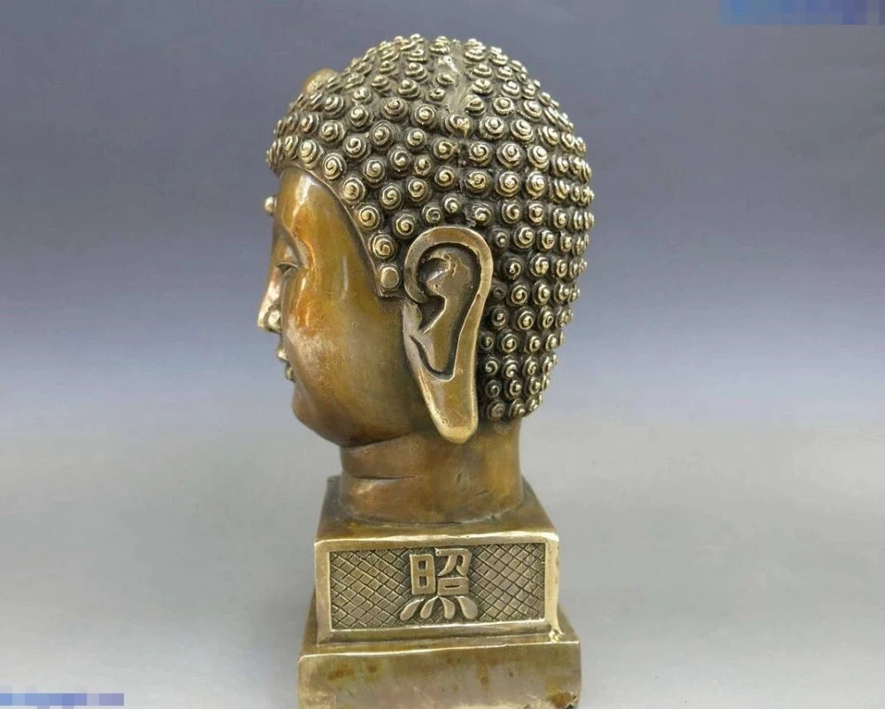 China Brass copper Buddhism Buddha illuminates Buddha head Sculpture Statue