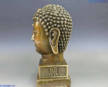 China Brass copper Buddhism Buddha illuminates Buddha head Sculpture Statue