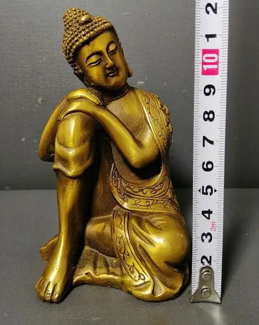China Buddhism Bronze Copper Temple Sakyamuni Sleeping Buddha Statue Sculpture