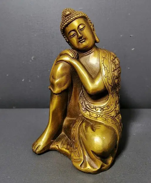 China Buddhism Bronze Copper Temple Sakyamuni Sleeping Buddha Statue Sculpture