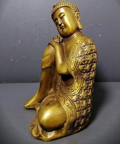 China Buddhism Bronze Copper Temple Sakyamuni Sleeping Buddha Statue Sculpture