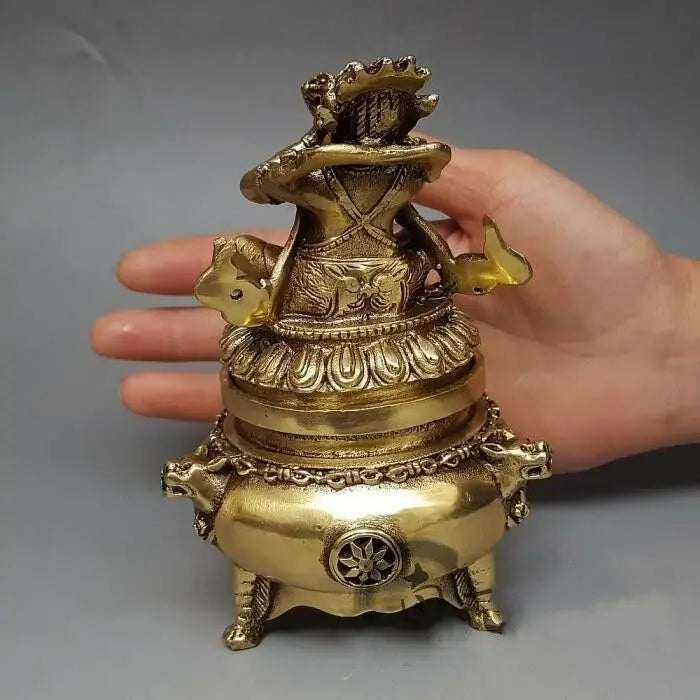 China Buddhism  Vajra King Kong Mahakala Brass Statue Incense Burner Antique