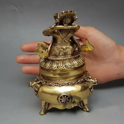China Buddhism  Vajra King Kong Mahakala Brass Statue Incense Burner Antique